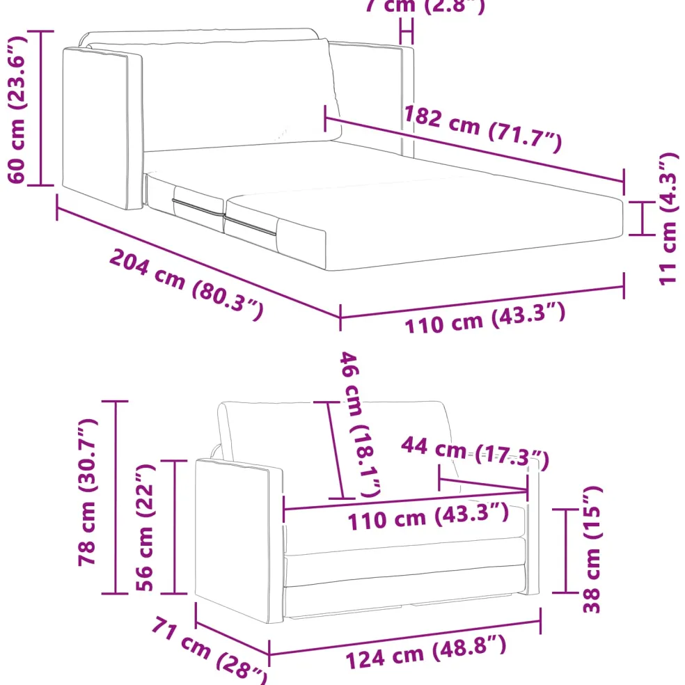 vidaXL Slaapbank Crème 124 x 71 x 78 cm Fluweel