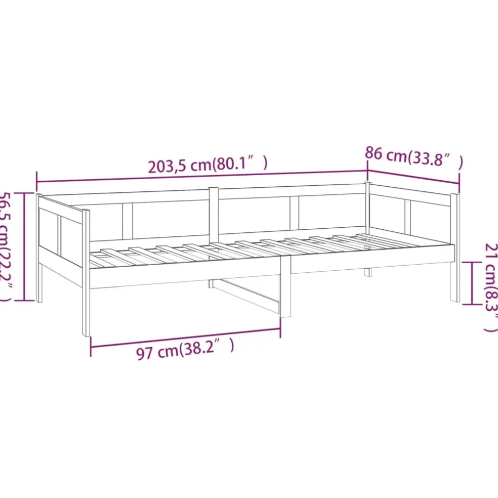 vidaXL Slaapbank massief grenenhout 80x200 cm