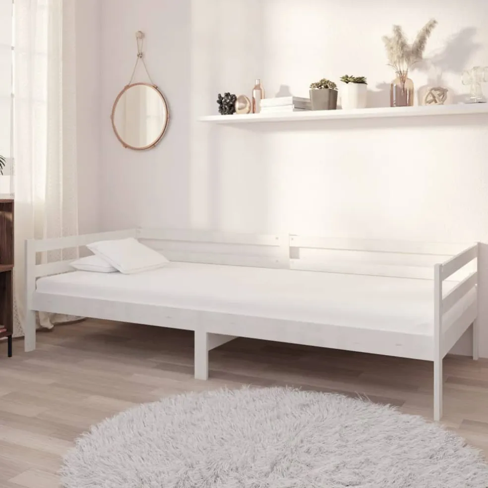 vidaXL Slaapbank massief grenenhout wit 90x200 cm