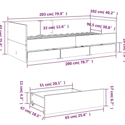 vidaXL Slaapbank met lades zonder matras 100x200 cm wit
