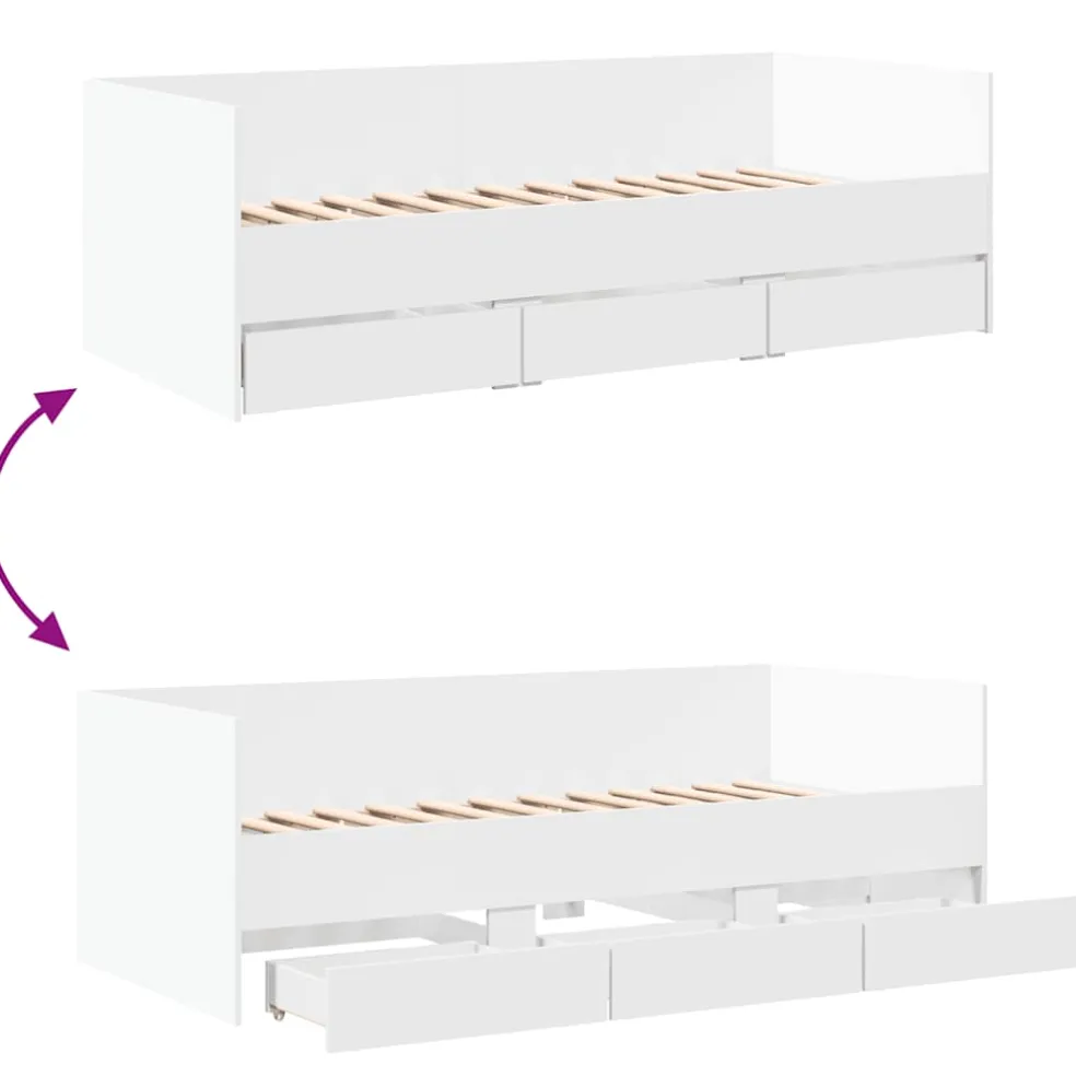 vidaXL Slaapbank met lades zonder matras 100x200 cm wit