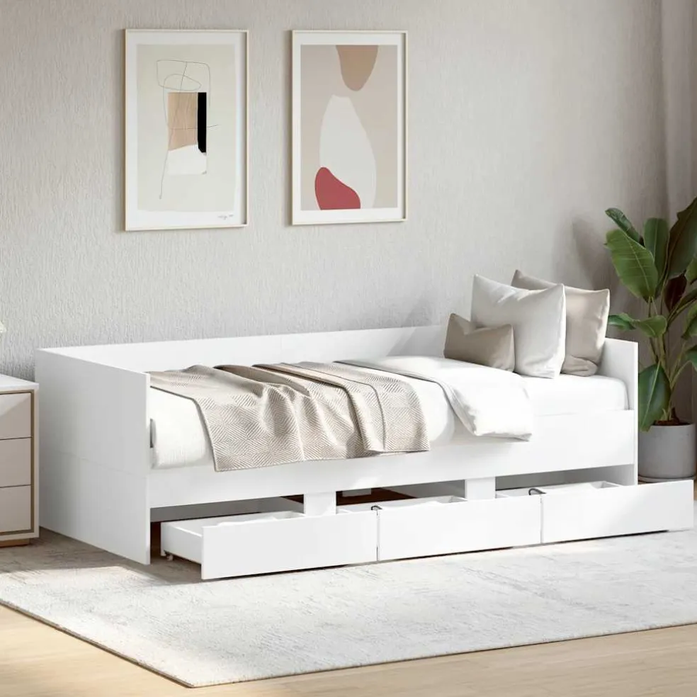 vidaXL Slaapbank met lades zonder matras 100x200 cm wit