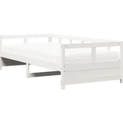 vidaXL Slaapbank met matras 80x200 cm massief grenenhout wit