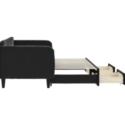 vidaXL Slaapbank met onderschuifbed en lades 80x200 cm fluweel zwart