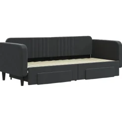 vidaXL Slaapbank met onderschuifbed en lades 80x200 cm fluweel zwart