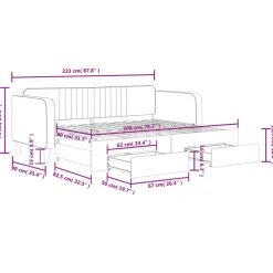 vidaXL Slaapbank met onderschuifbed en lades 80x200 cm fluweel zwart