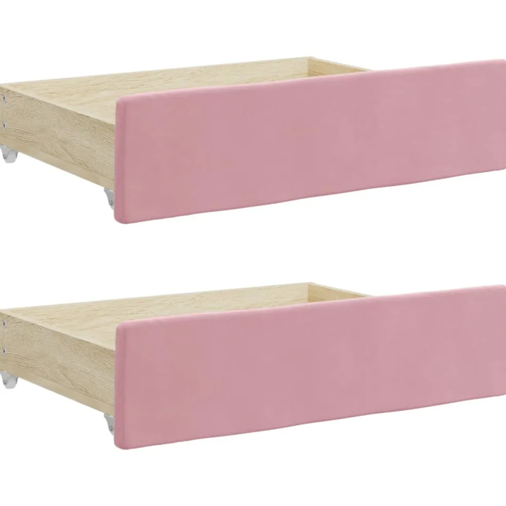 vidaXL Slaapbank met onderschuifbed en lades 80x200 cm fluweel roze