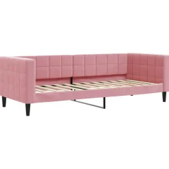 vidaXL Slaapbank met onderschuifbed en lades 80x200 cm fluweel roze