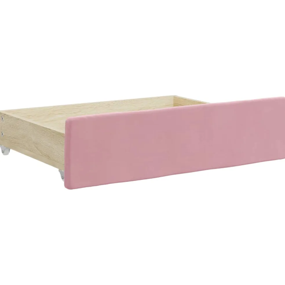 vidaXL Slaapbank met onderschuifbed en lades 80x200 cm fluweel roze