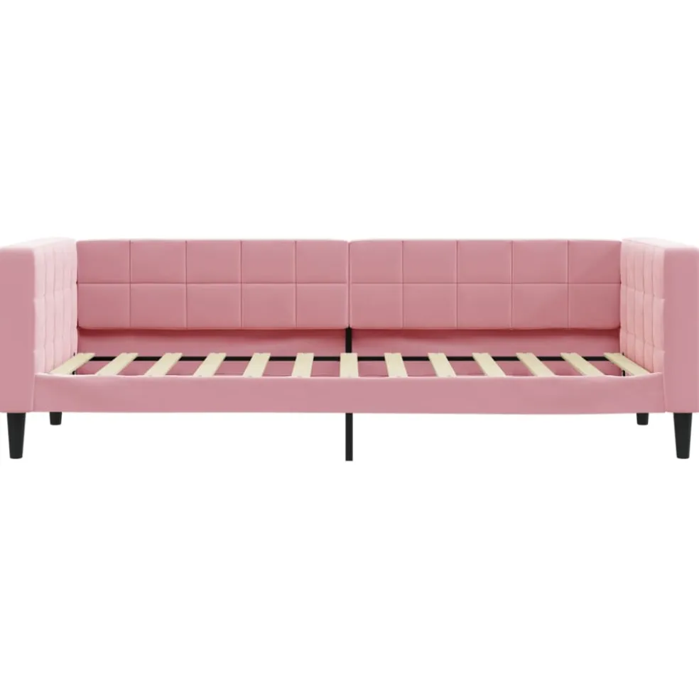 vidaXL Slaapbank met onderschuifbed en lades 80x200 cm fluweel roze