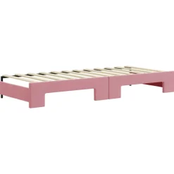 vidaXL Slaapbank met onderschuifbed en lades 80x200 cm fluweel roze