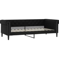 vidaXL Slaapbank met onderschuifbed 90x200 cm kunstleer zwart