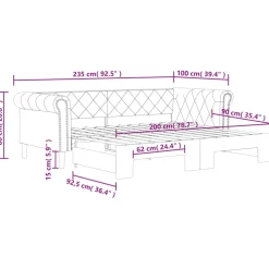 vidaXL Slaapbank met onderschuifbed 90x200 cm kunstleer zwart