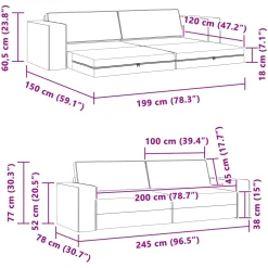 vidaXL Slaapbank Taupe 245 x 78 x 77 cm Stof