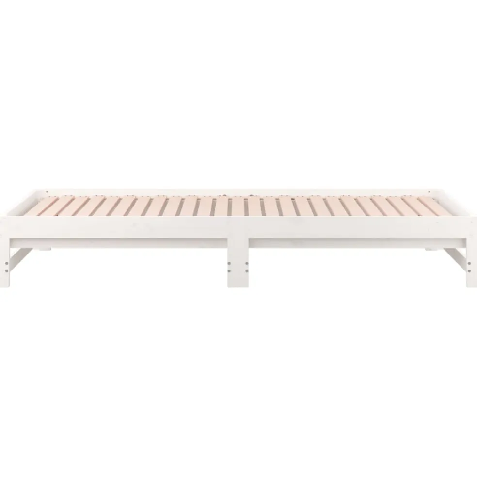 vidaXL Slaapbank uitschuifbaar massief grenenhout wit 2x(90x200) cm
