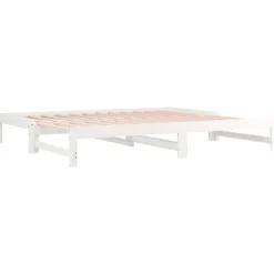 vidaXL Slaapbank uitschuifbaar massief grenenhout wit 2x(90x200) cm