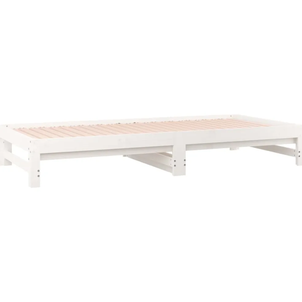 vidaXL Slaapbank uitschuifbaar massief grenenhout wit 2x(90x200) cm