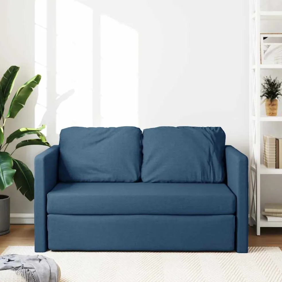 vidaXL Slaapbank vloermodel 2-in-1 112x174x55 cm stof blauw
