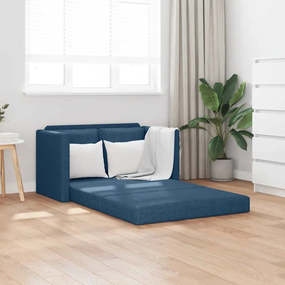 vidaXL Slaapbank vloermodel 2-in-1 112x174x55 cm stof blauw