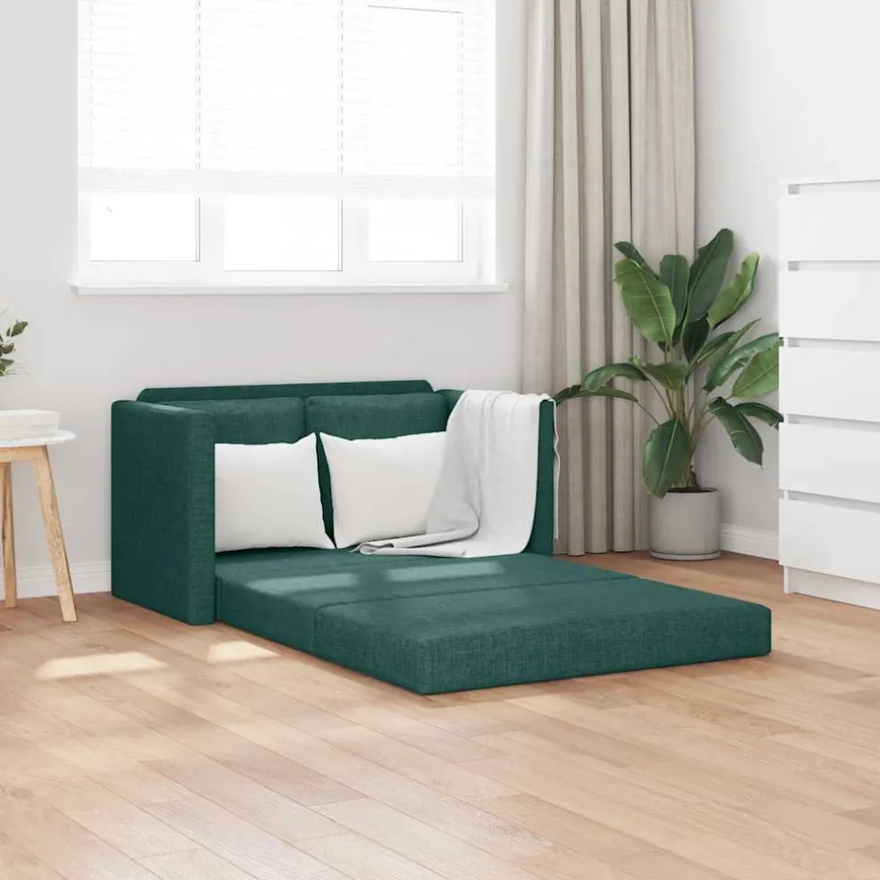 vidaXL Slaapbank vloermodel 2-in-1 112x174x55 cm stof donkergroen