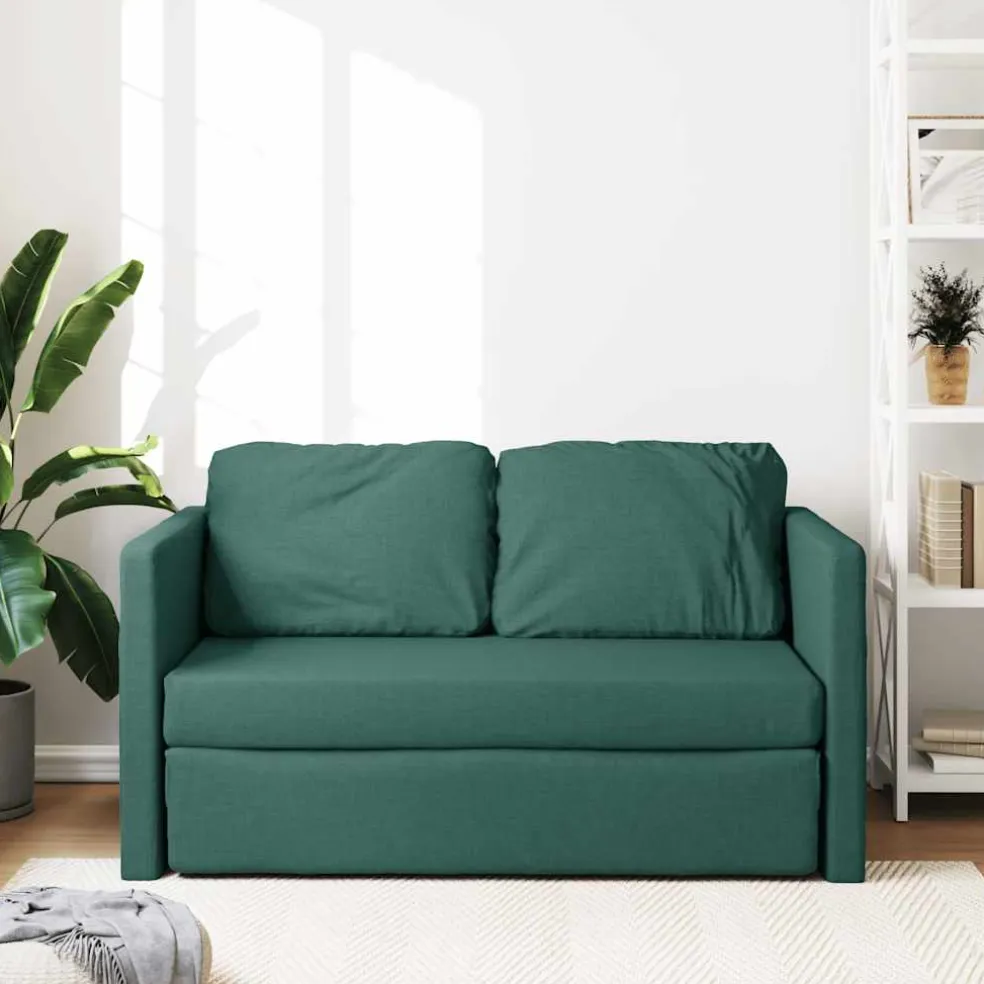 vidaXL Slaapbank vloermodel 2-in-1 112x174x55 cm stof donkergroen