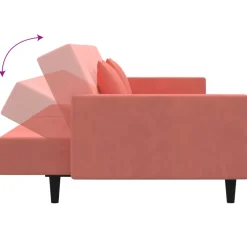 vidaXL Slaapbank 2-zits met 2 kussens fluweel roze