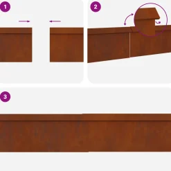 vidaXL Slakkenhekken 8 st 100 x 3,5 x 25 cm weervast staal Roestig