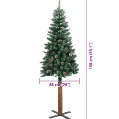 vidaXL Slanke Kerstboom Groen 150 cm PVC en massief dennenhout