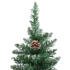 vidaXL Slanke Kerstboom Groen 150 cm PVC en massief dennenhout