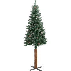 vidaXL Slanke Kerstboom Groen 150 cm PVC en massief dennenhout