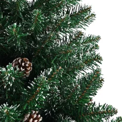 vidaXL Slanke Kerstboom Groen 150 cm PVC en massief dennenhout