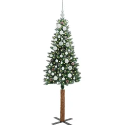 vidaXL Slanke Kerstboom Groen 150 cm PVC en massief dennenhout