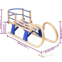 vidaXL Slee met rugleuning inklapbaar 110 cm multiplex