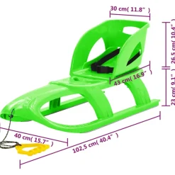 vidaXL Slee met zitje 102,5x40x23 cm polypropeen groen