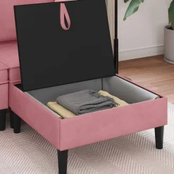 vidaXL Sofa Kruk met Opslag Roze Fluweel