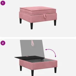 vidaXL Sofa Kruk met Opslag Roze Fluweel