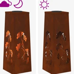 vidaXL Solar LED Pad Licht 2 st Warmwit 18 x 18 x 50 cm weervast staal