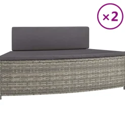 vidaXL Spa-bankjes met kussens 2 st poly rattan grijs