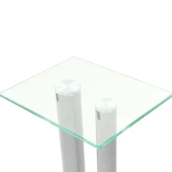 vidaXL Speakerstandaarden zuil-ontwerp gehard glas zilver 2 st