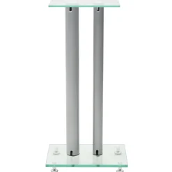 vidaXL Speakerstandaarden zuil-ontwerp gehard glas zilver 2 st