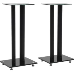 vidaXL Speakerstandaarden zuil-ontwerp gehard glas zwart 2 st