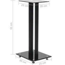vidaXL Speakerstandaarden zuil-ontwerp gehard glas zwart 2 st