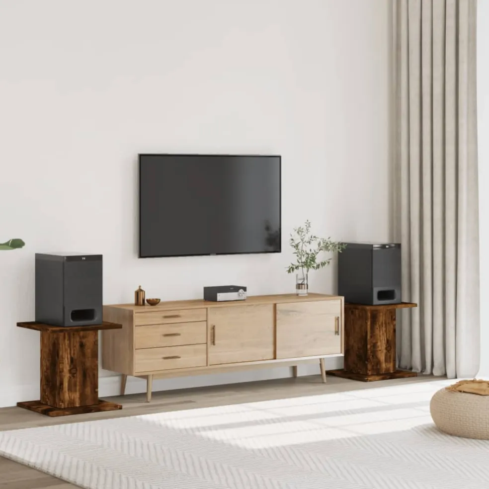 vidaXL Speakerstandaards 2 st 30x30x40 cm bewerkt hout gerookt eiken