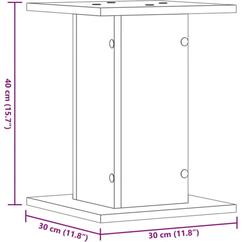 vidaXL Speakerstandaards 2 st 30x30x40 cm bewerkt hout gerookt eiken