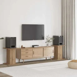 vidaXL Speakerstandaards 2 st 30x30x40 cm hout artisanaal eikenkleurig
