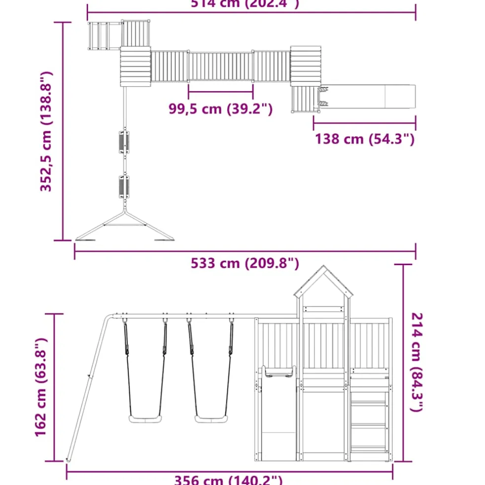 vidaXL Speelhuis massief grenenhout