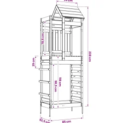 vidaXL Speeltoren Bruin 52,5 x 85 x 238 cm Massief grenenhout