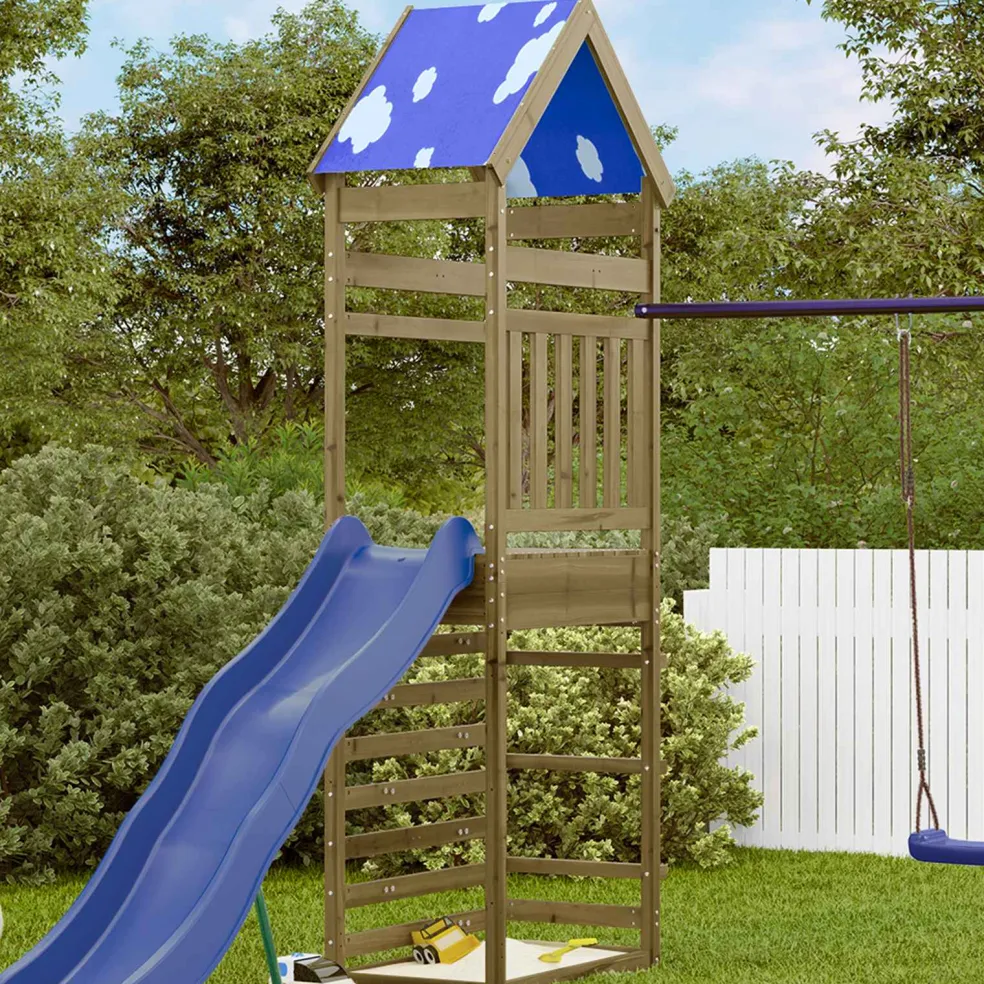 vidaXL Speeltoren Bruin 52,5 x 85 x 265 cm Massief geïmpregneerd hout