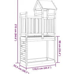 vidaXL Speeltoren Bruin 110,5 x 52,5 x 215 cm Massief grenenhout