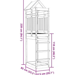 vidaXL Speeltoren Bruin 52,5 x 85 x 239 cm Massief geïmpregneerd hout
